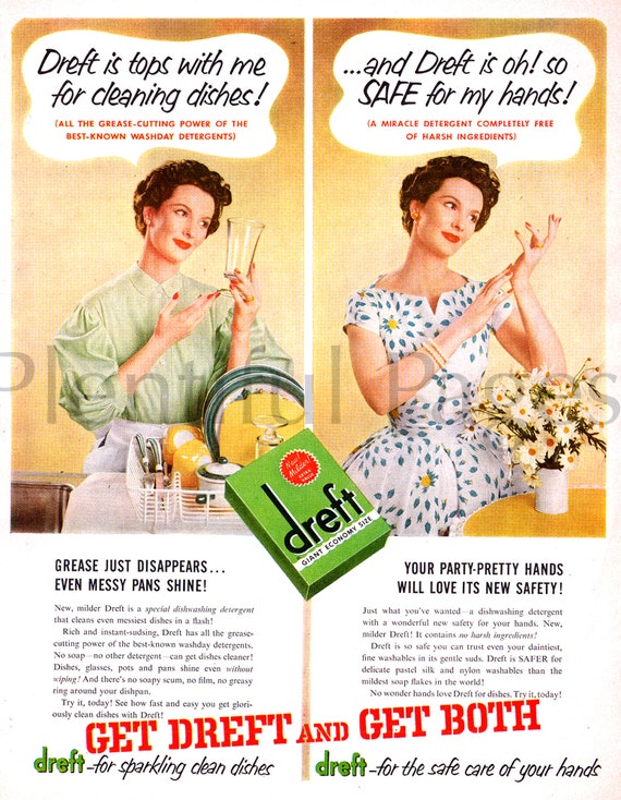 1953 Dreft Vintage Ad Dishwashing Soap Advertising Art 