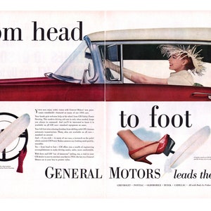 1954 General Motors Vintage Ad, Werbung Kunst, Chevron, Zeitschriften-Werbung, Werbung, Retro-Auto-Werbung, großartig zum Rahmen.