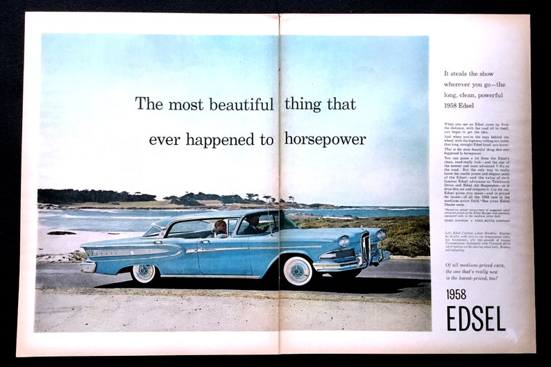 1958 Edsel Car Ad, Vintage Magazine Print - Etsy