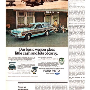 1973 Ford Pinto Wagon Vintage Ad, Advertising Art, Magazine Ad, Station Wagon, Great to Frame.