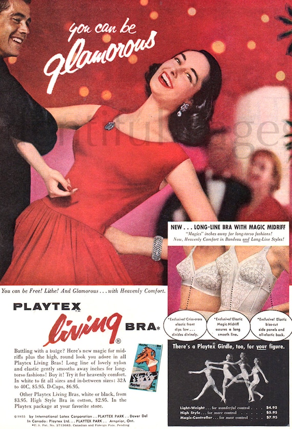 1956 Playtex Living Bra Vintage Ad, 1950's Fashion, Advertising Art, 1950's  Bra, Couple Dancing, Retro Bra, Great for Framing or Collage.