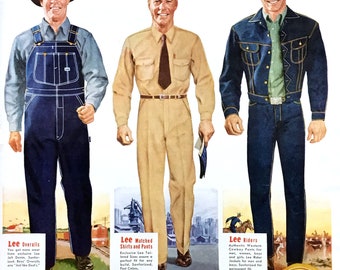 1951 Lee Work Clothes Ad, Vintage Magazine Print - Etsy