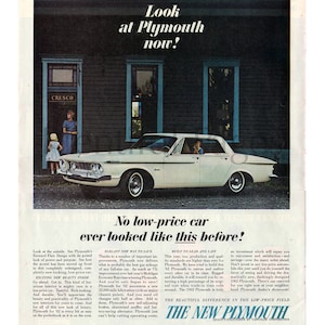 1961 Plymouth Vintage Ad, 1962 Plymouth, Retro Car Ad, Advertising Art, Magazine Ad, Print Ad, Great to Frame.