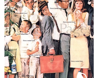 1965 Clorox Bleach Vintage Ad, Advertising Art, Magazine Ad, Subway Car, Advertisement, 1960&#39;s Laundry, Great to Frame.