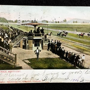 Cartolina d'epoca della Latonia Race Kentucky del 1906, cartolina da collezione, corse di cavalli, souvenir d'epoca, ottima da incorniciare.