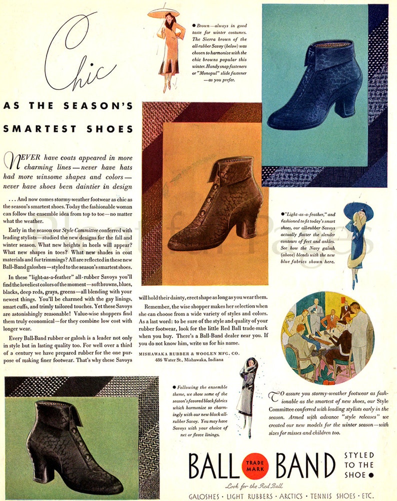 1931 Ball Band Shoes Vintage Ad, 1930's Fashion, Retro Fashion, 1930's Shoes & Boots, Advertising Art, Retro Ad, Vintage Fashion. image 2