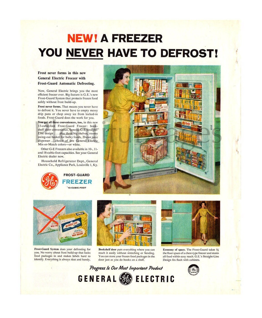 1959 General Electric Freezer Vintage Ad 1950's Etsy