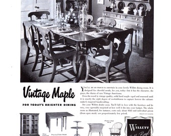 1949 Willett Maple Furniture Ad, Vintage Home Decor