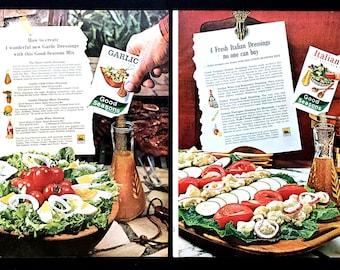 1960s Good Seasons Salad Dressing Vintage Ads, Set of Two