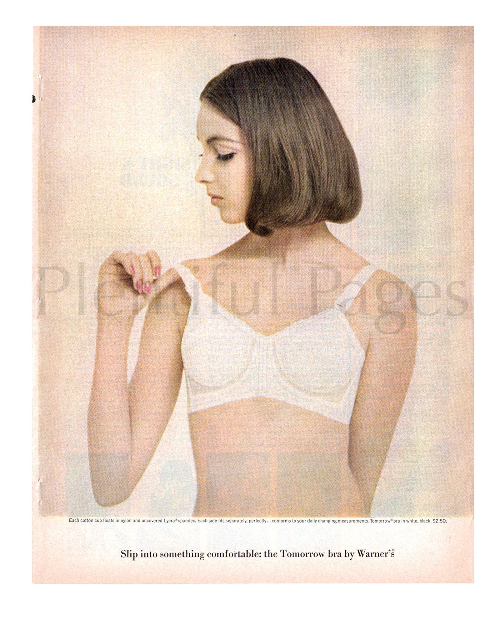 1963 Warner's Bra Vintage Ad, Advertising Art, 1960's Lingerie