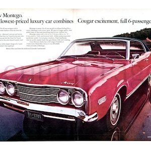 1960's Mercury Vintage Ad, Mercury Montego, Advertising Art, Lincoln Mercury, Magazine Ad, Advertisement, Great to Frame.