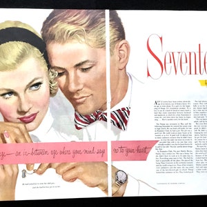 1953 Vintage Magazine Illustration, Story Art, 1950&#39;s Fashion, Magazine Art, Great for Framing or Collage.