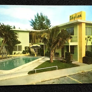 Cartolina d'epoca degli anni '60 Skyline Motel & Apartments, St. Petersburg, Florida, cartolina da collezione, souvenir d'epoca, ottima da incorniciare.