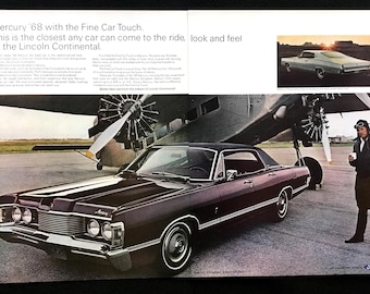 1968 Lincoln Continental Magazine Ad, Vintage Car Print, Airport.
