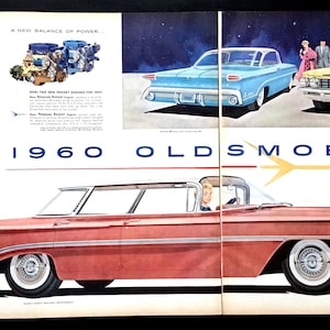1960 Oldsmobile Vintage Ad, Advertising Art, Magazine Ad, Retro Car Ad, Advertisement, Great to Frame.