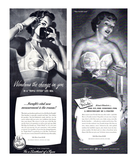 1950's Life by Formfit Bras Vintage Ads, Set of Two, Advertising Art,  Magazine Ads, 1950's Lingerie, Great to Frame. -  Canada
