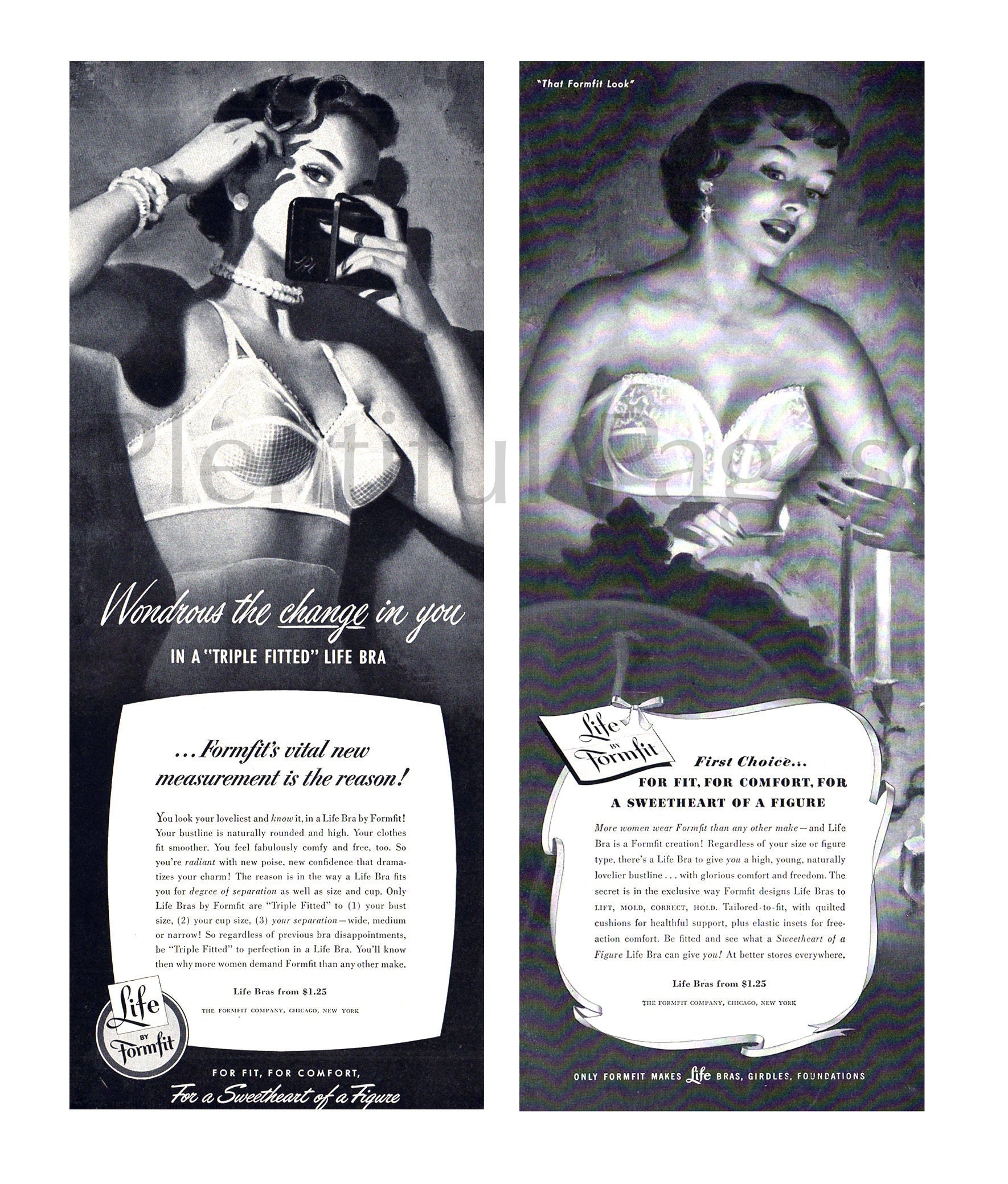 1951 PERMA LIFT BRAS & GIRDLES LINGERIE Magic Makes the Difference = Print  AD 