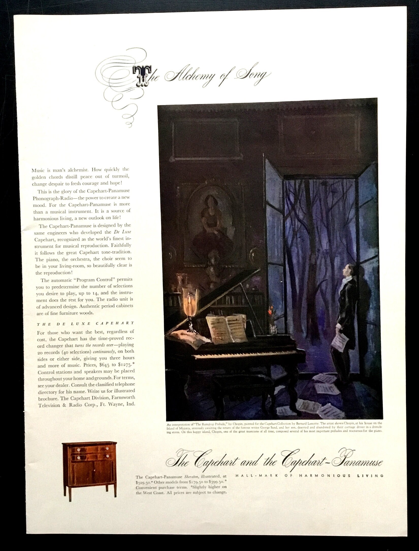 1942 Capehart-Paramuse Vintage Ad, Advertising Art, 1940's Record Player, Magazine Ad, Print Ad, Advertisement, Great to Frame.