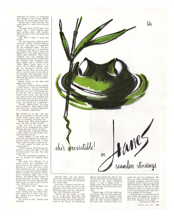 1962 Hanes Seamless Stockings Vintage Ad, Advertising Art, Magazine Ad,  Pantyhose, Frog, Advertisement, Great to Frame. 