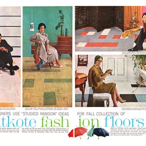 1960 Flintkote Floors Vintage Ad, Advertising Art, 1960's Decor, Magazine Ad, Vinyl Flooring, Advertisement, Great to Frame. image 1