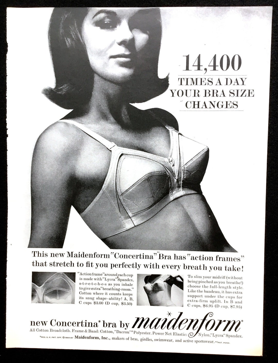 1992 magazine Brassiere AD, Maidenform Bras, 8 models! 041114