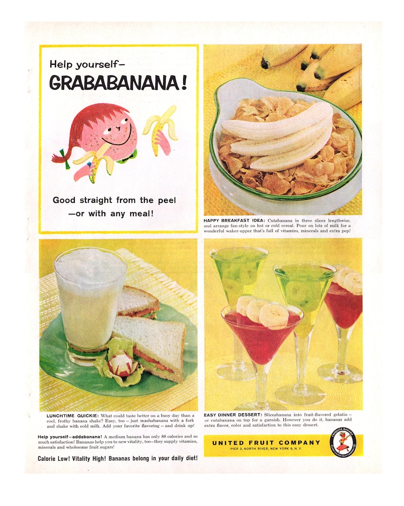 1959 United Fruit Company Vintage Ad Bananas Advertising Etsy