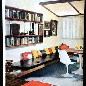 1960 Vintage Interiors Image, Mid Century Modern, Interior Design, Retro Decor, 1960&#39;s Family Room, Great to Frame.