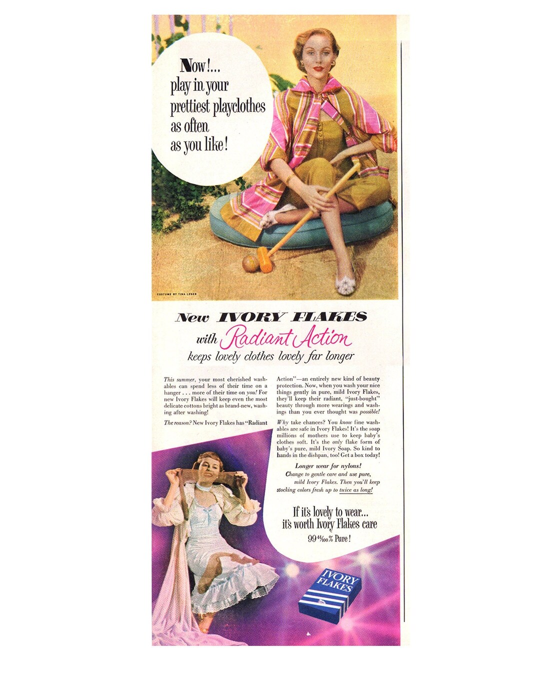1951 Ivory Flakes Laundry Soap Vintage Ad, Advertising Art, 1950's