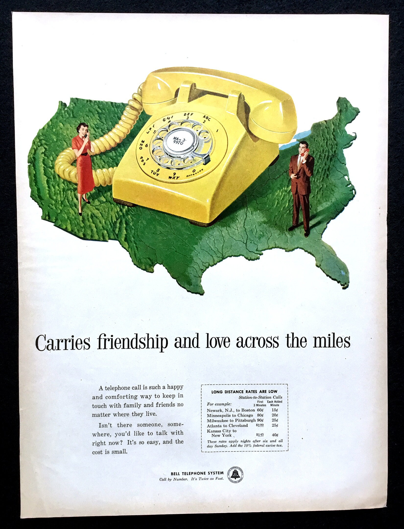 Buy 1958 Bell Telephone Ad, Yellow Rotary Phone, Vintage Print