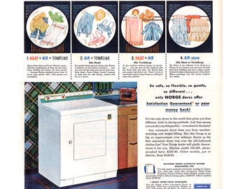 1954 Norge Dryer Ad, Vintage Laundry Room Decor