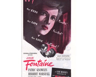 Joan Fontaine "Ivy" Movie Ad, 1947 Good Housekeeping Magazine