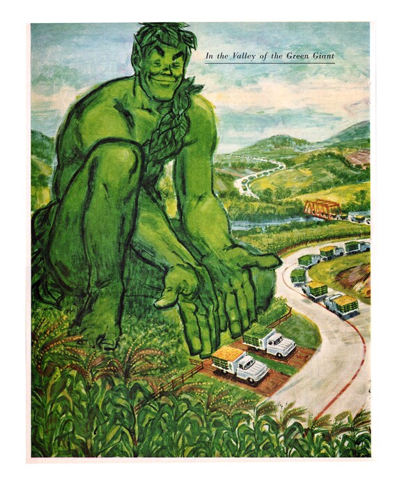 1961 Green Giant Vegetables Vintage Ad, Advertising Art, Magazine