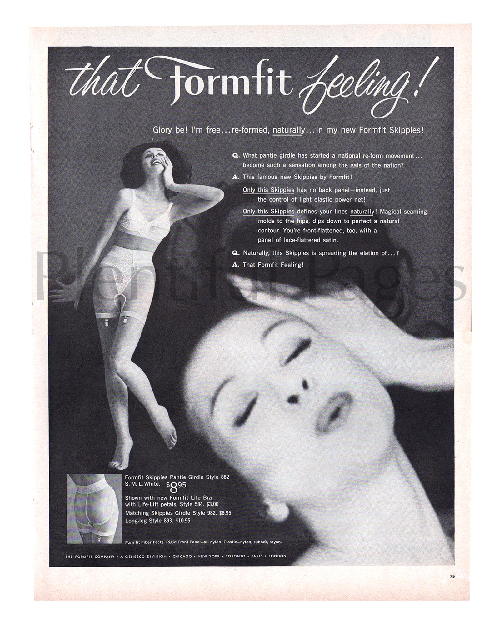 1960 Formfit Girdle Vintage Ad, Advertising Art, 1960's Lingerie, Magazine  Ad, Great to Frame.