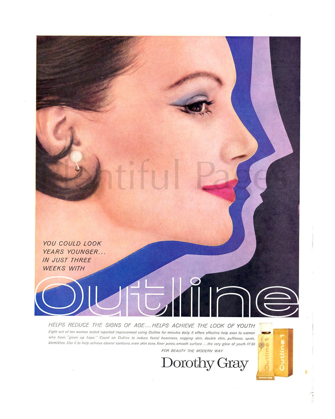1960/'s Beauty Retro Beauty Cream Advertising Art 1960/'s Fashion 1960 Dorothy Gray Vintage Ad Retro Beauty Satura Great for Framing.