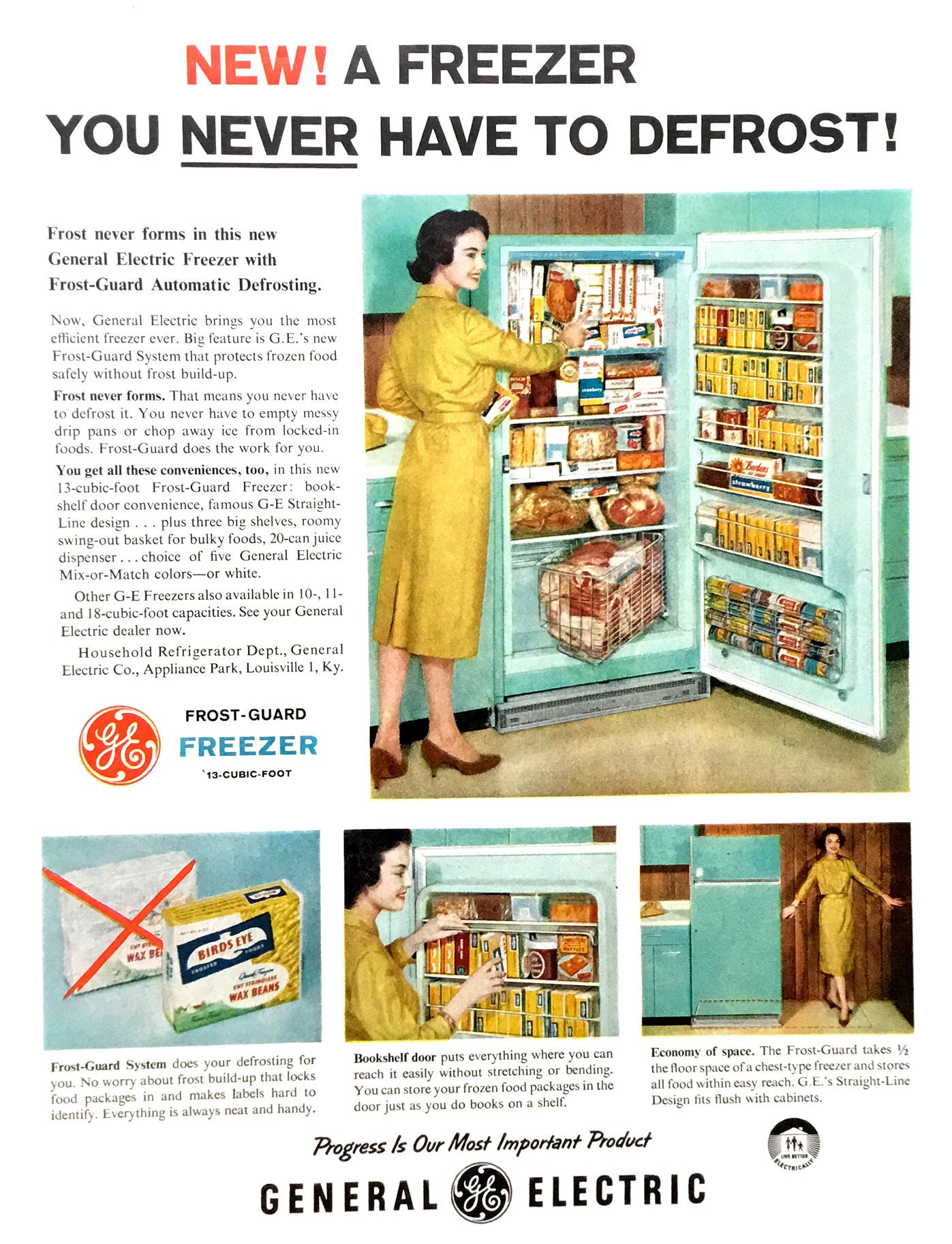 1959 General Electric Freezer Vintage Ad, 1950's Housewife, 1950's