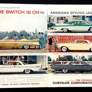 1957 Chrysler Vintage Ad, Advertising Art, Magazine Ad, De Soto, Print Ad, Imperial, Advertisement, Great to Frame.