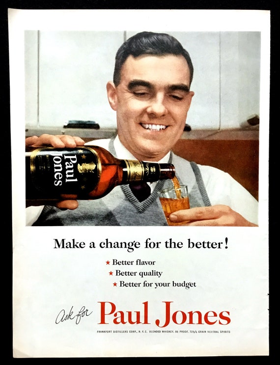 1960's Paul Jones Whiskey Vintage Ad Advertising Art Etsy