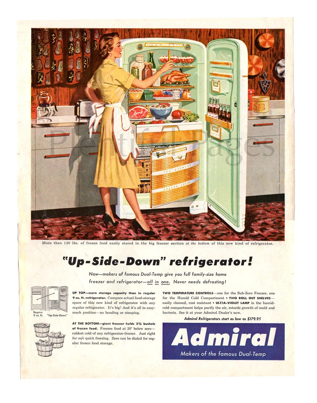 1954 Admiral Refrigerator Vintage Ad 1950s Housewife