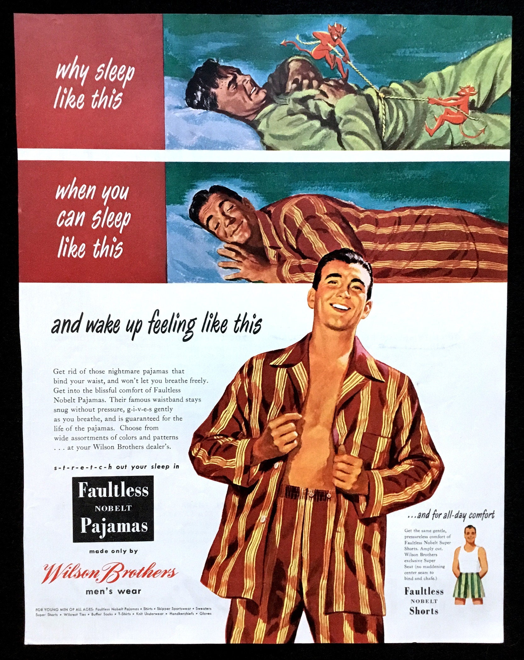 1948 Wilson Brothers Men's Wear Vintage Ad, Advertising Art