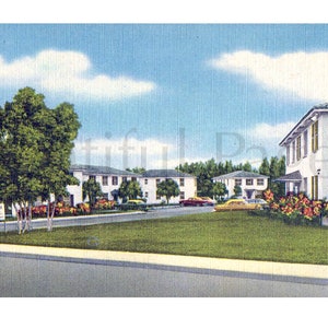 Postal vintage de los apartamentos Halifax de la década de 1940, Daytona Beach, Florida, recuerdo, avenida Botefuhr, postal coleccionable, ideal para enmarcar.