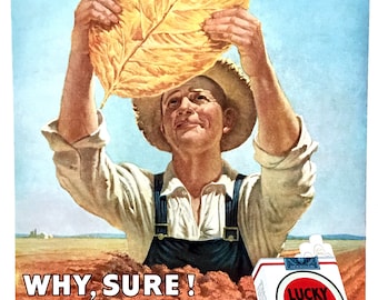 1945 Lucky Strike Cigarettes Ad, Tobacco Farmer Print - Etsy