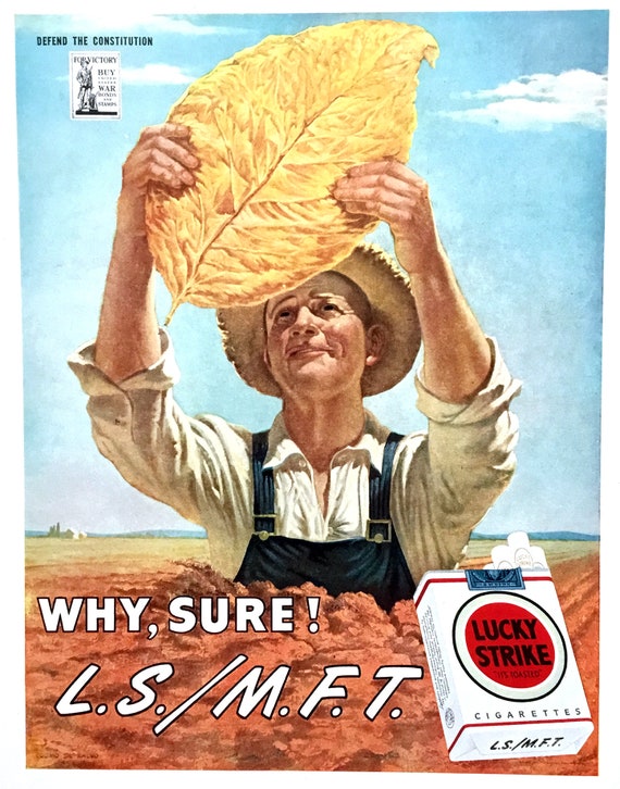 1945 Lucky Strike Cigarettes Ad, Tobacco Farmer Print - Etsy