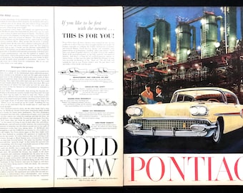 1957 Pontiac Ad, Vintage Car Magazine Print (10.5x14)