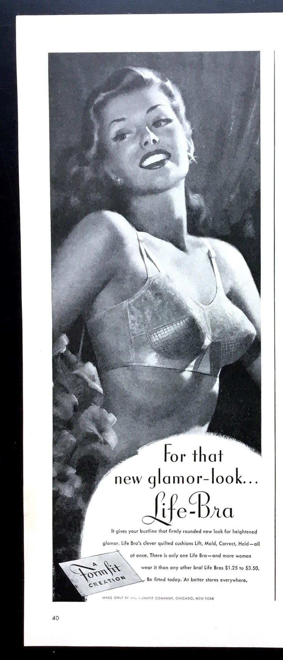 Imagefap.com User Favorites self 1948 Life-bra Vintage Ad, Advertising Art, 1940's Lingerie, Magazine Ad,  Formfit, Advertisement, Great to Frame. - Etsy