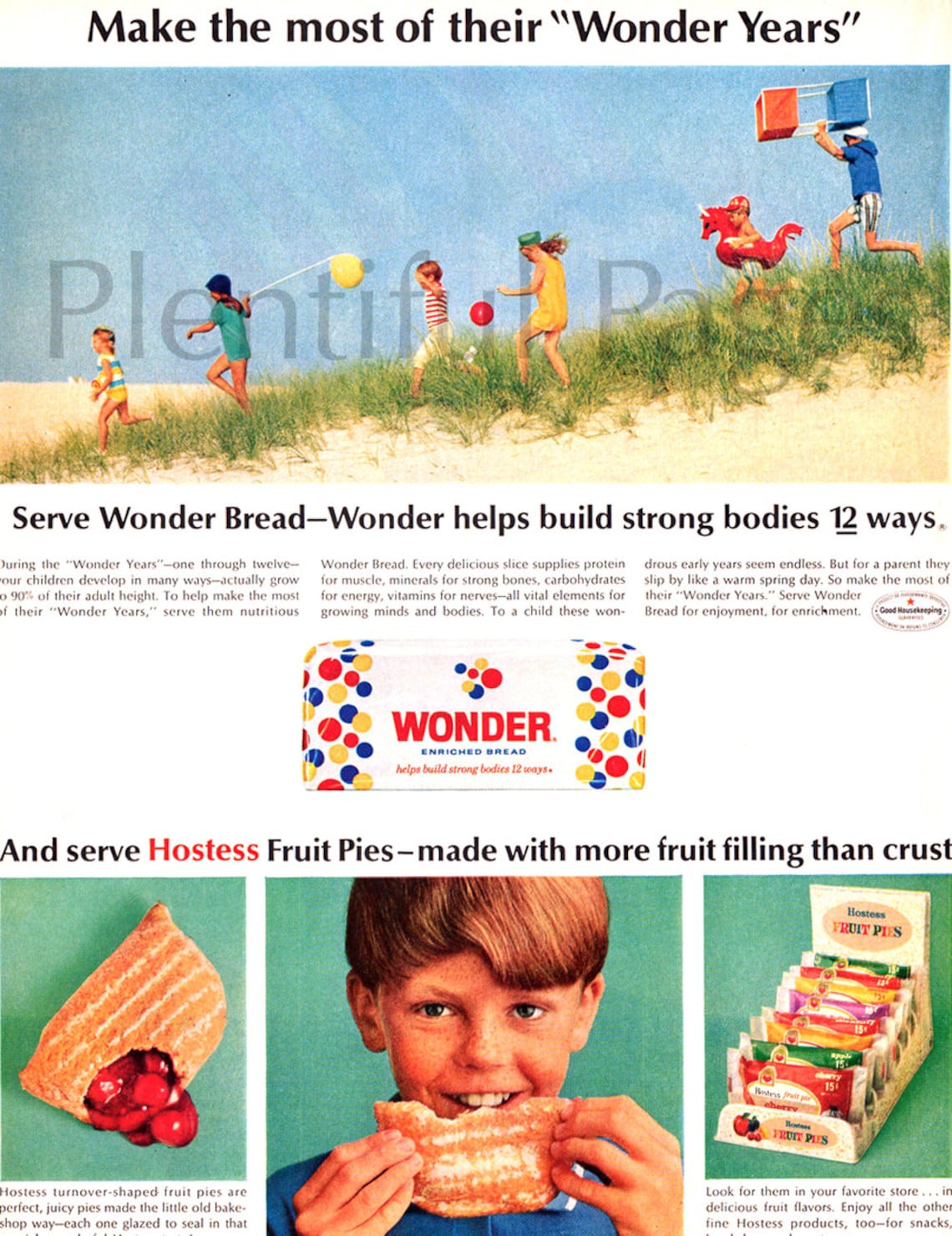 1966 Wonder Bread & Hostess Fruit Pies Vintage Ad 1960's Etsy