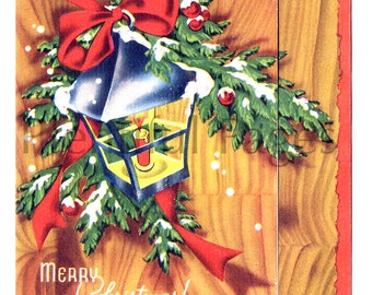 1940's Vintage Christmas Greeting Card, Vintage Illustration, Retro Christmas Card, Christmas, Great for Framing.