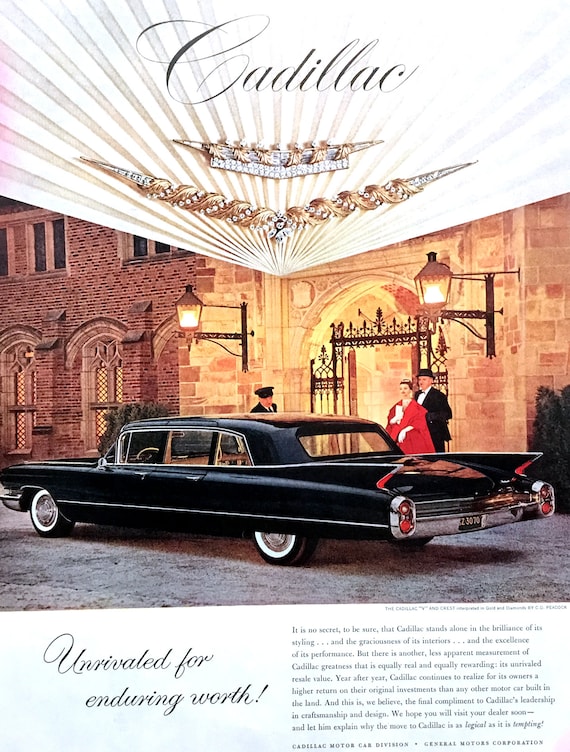 1960 Cadillac Ad, Vintage Car Print, Automotive Advertising Art - Etsy