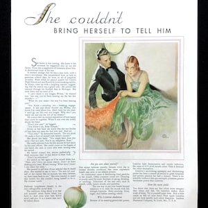 1931 Listerine Antiseptic Vintage Ad, Werbegrafik, Zeitschriftenanzeige, Printanzeige, 1930er Jahre Mode, großartig zum Einrahmen.