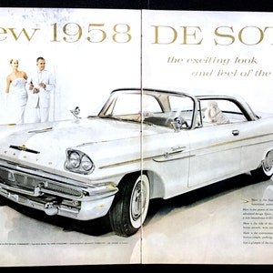 1958 De Soto Vintage Ad, Advertising Art, Chrysler, Magazine Ad, Advertising, Retro Car Ad, Great to Frame.