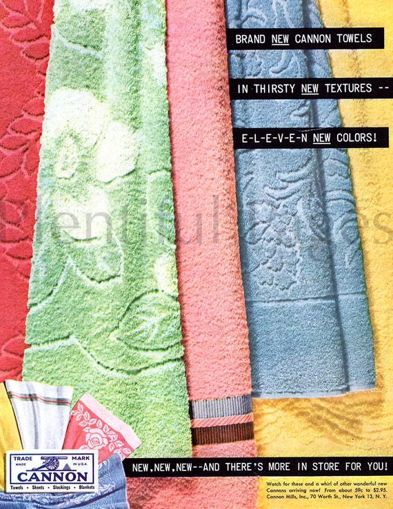 1947 Cannon Towels Vintage Ad, 1940's Housewares, Advertising Art